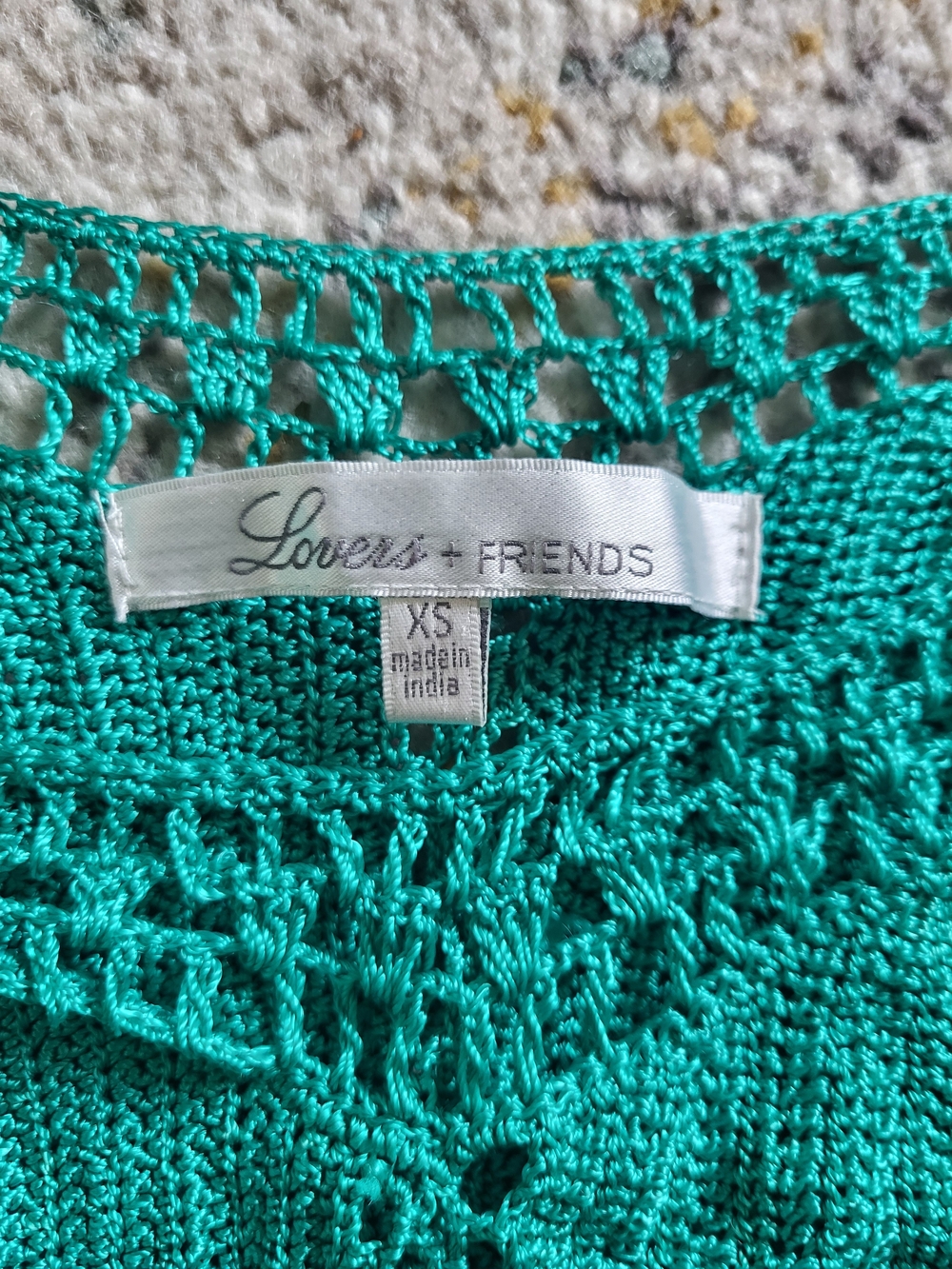 Vintage Lovers + Friends Teal Crochet Knit Scoop Neck Top - Picture 2 of 5